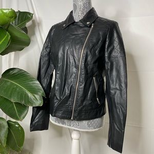 Black Fake Leather Jacket